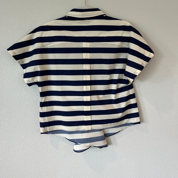 Tuckernuck Awning Stripe Navy Cream Connor Blouse - Picture 7 of 7